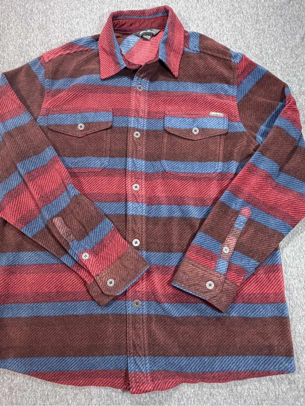 Eddie Bauer Men’s Med Shirt Jacket Plaid Fleece 100% Polyester Button Up